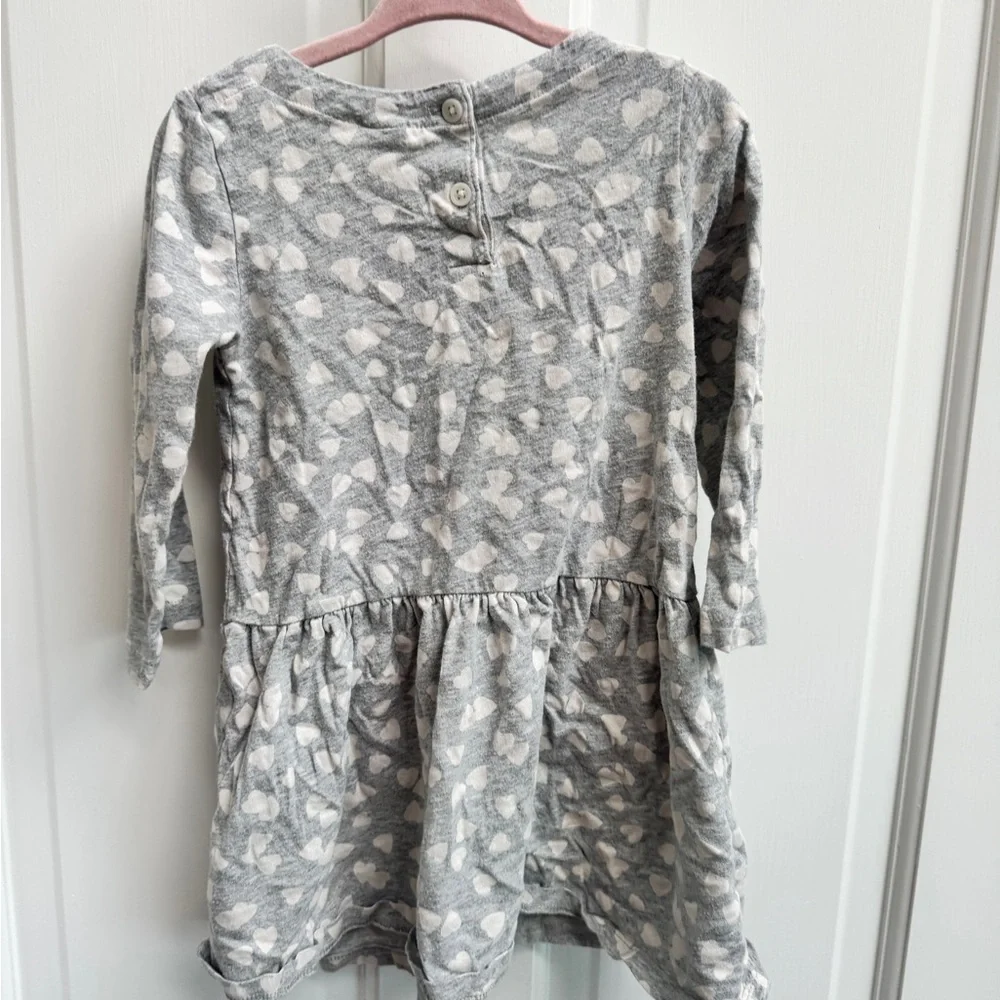 GAP Girls Size 4 Gray Heart Pattern Long Sleeve Kids Casual Dress